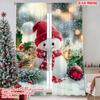 2pcs 2D Flat Printing Merry Christmas Window Curtains Snowman 0 Versatile Fabric Without Electricity Family Party Decoration