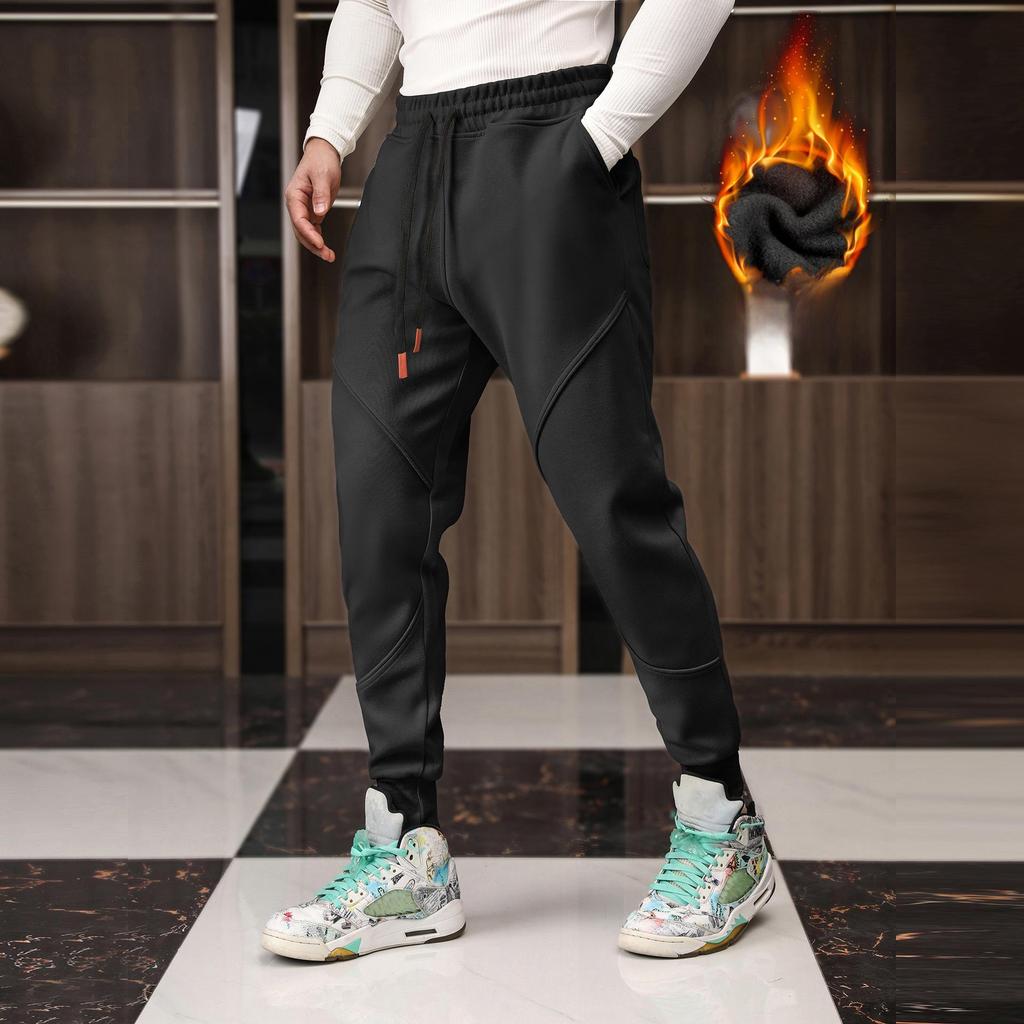 Men's Winter Casual Sports Pants: Loose-Fit, Velvet-Lined, Warm Trousers for Outdoor Running