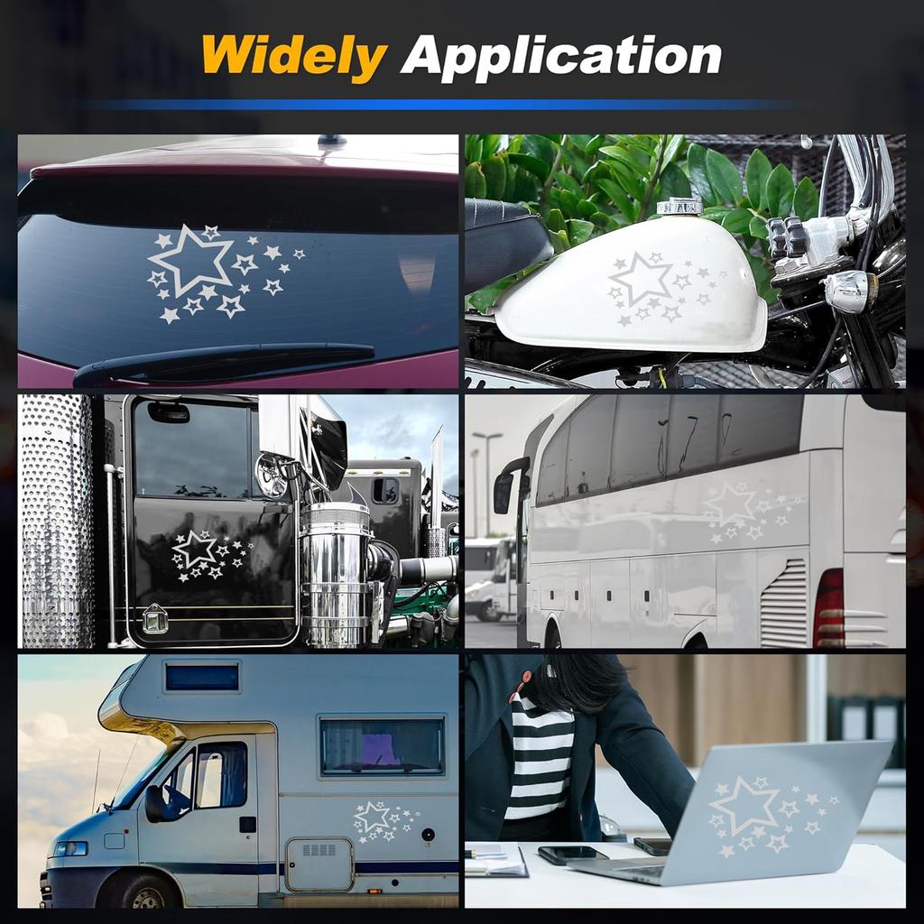 Reflective Bumper Decal Reflective Silver Tone Square A Version of the Stars Reflective Car Sticker Personalized Decoration Vehicle Body or Window