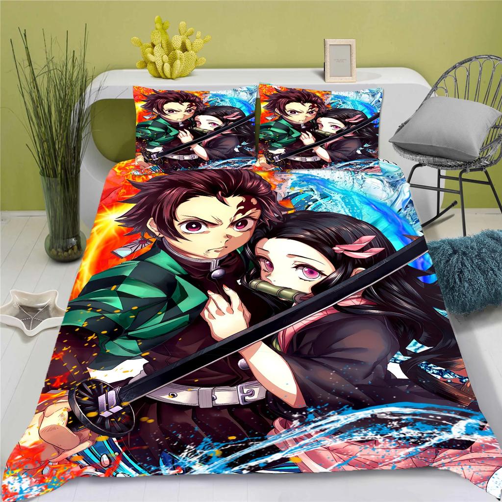 Children Coton D-Demon Slayer Soft Duvet Cover Polyester Set kimetsu no yaiba Beding Adorable Lovely Printed Carton Comfortable Quilt Cover Premium