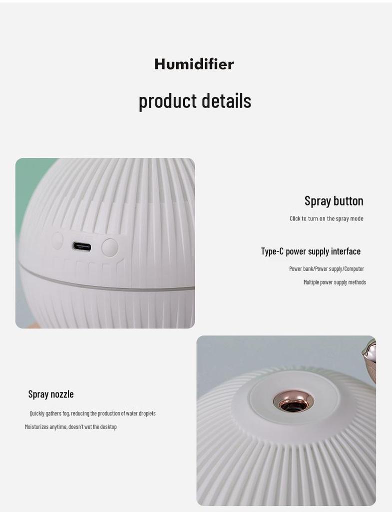 New Lark Planet Lamp Humidifier: Large-Capacity Night Light with Wooden Stand E330