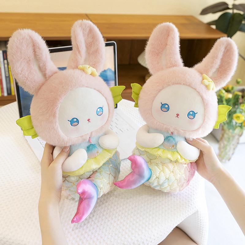 Bunny Plush Mermaid Toy Soft Cuddly Animal For Girls Kids Companion Sleep