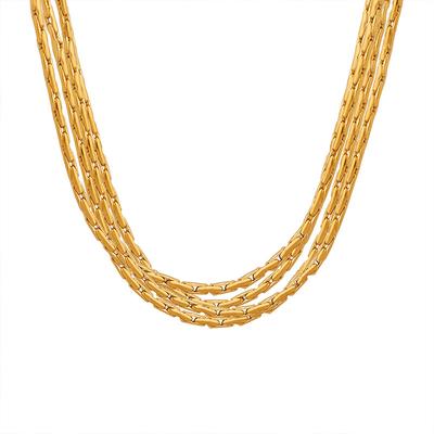 Collar de oro de 18 quilates galvanizado con diseño de nicho de cadena multicapa de lujo, estilo elegante y resistente a la decoloración.