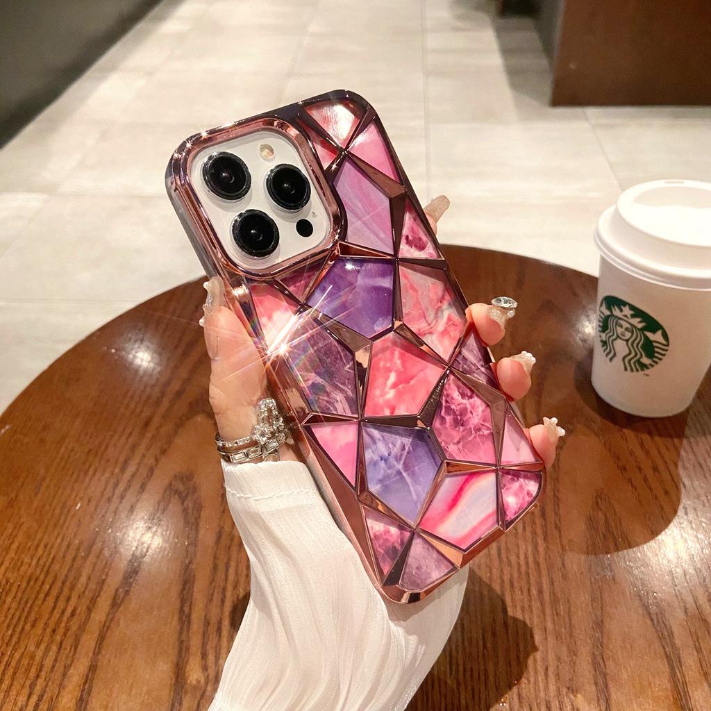 Personalized 3D Plating Marble Pattern Phone Case for iPhone 11 12 13 14 15 Pro Max 11 Pro Max 12 Pro 13 Pro 14 Pro Max Anti-drop Soft TPU Case Cover