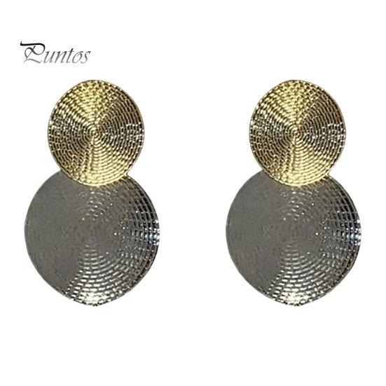 Earrings for Women 1 Pair Large Double Round Disc Dangle Drop Earrings, City Minimalist Geometric Big Circle Statement Jewelry Gifts Durable A