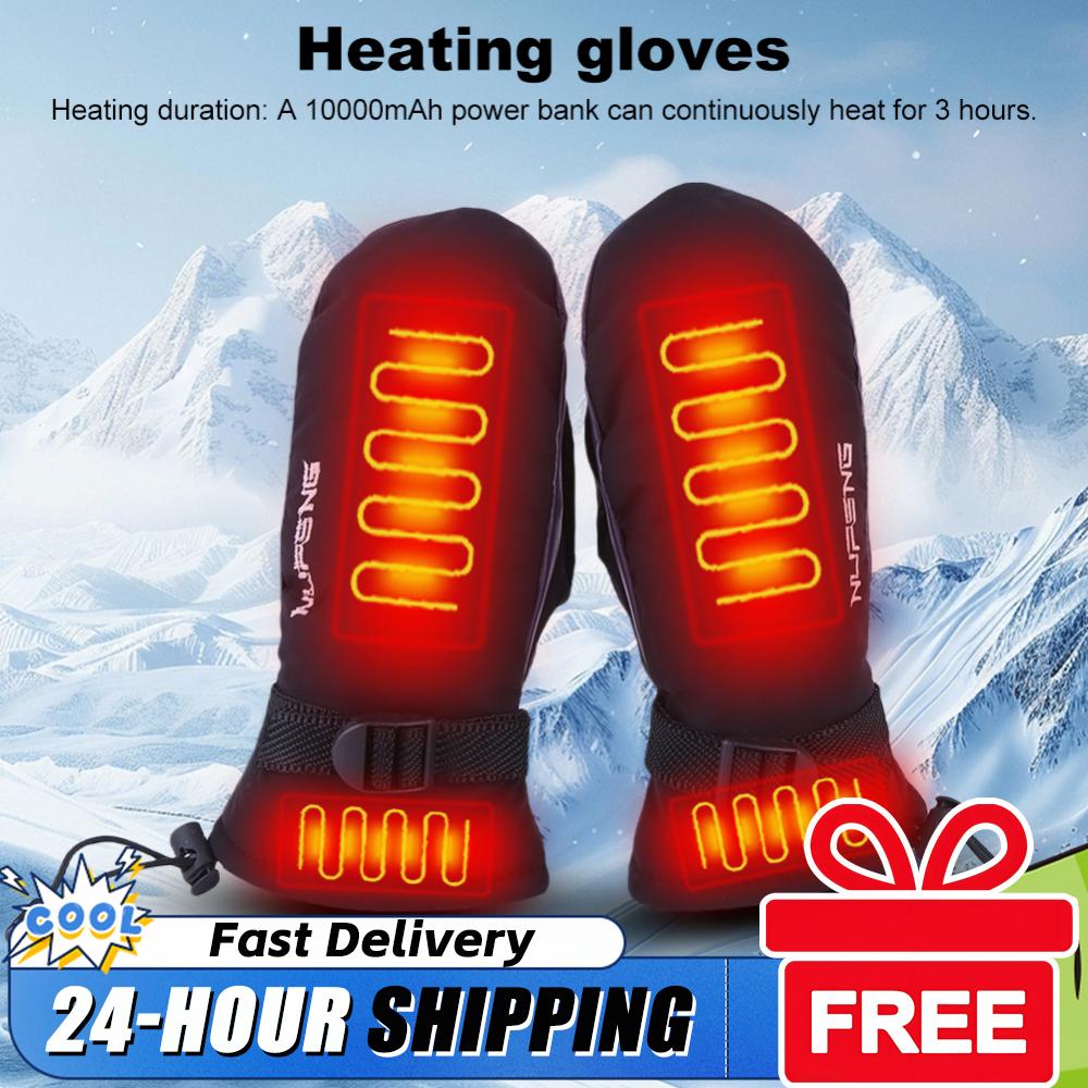 USB Charging Electric Heated Gloves Motorcycle Winter Moto Heated Gloves Warm Waterproof Rechargeable Heating Snowmobile Gloves