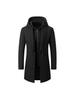 Korean-Style Men's Wool Blend Mid-Length Coat with Removable Hood