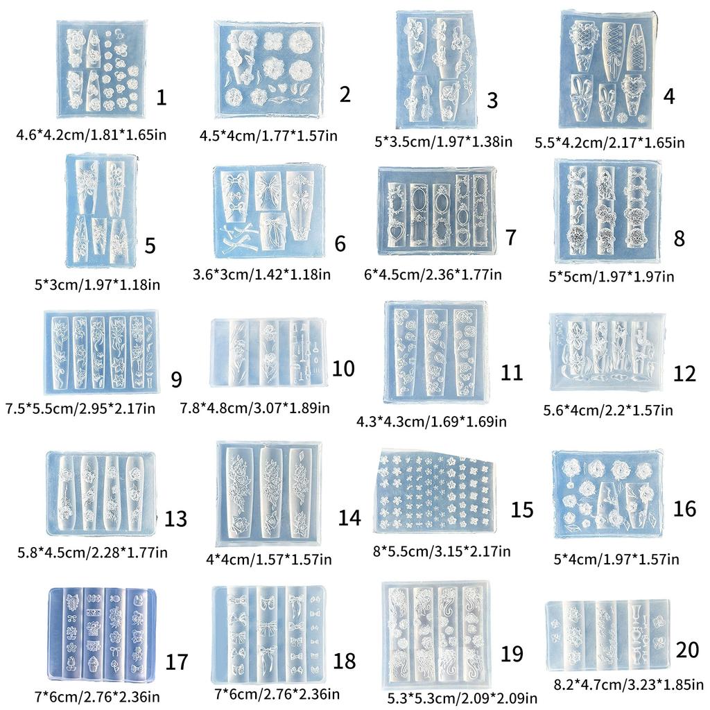 Silicone Nail Molds Nail Sculpting Molds Delicate Nail Decors Moulds Silicone Nail Tools Nail Carving Molds for Nail