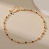 French Style Dripping Oil Colorful Heart Adjustable Gold Plated Clavicle Necklace