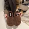 2025 autumn and winter new thick-soled fluffy slippers women's outer wear bag head plush one pedal lazy shoes cotton slippers