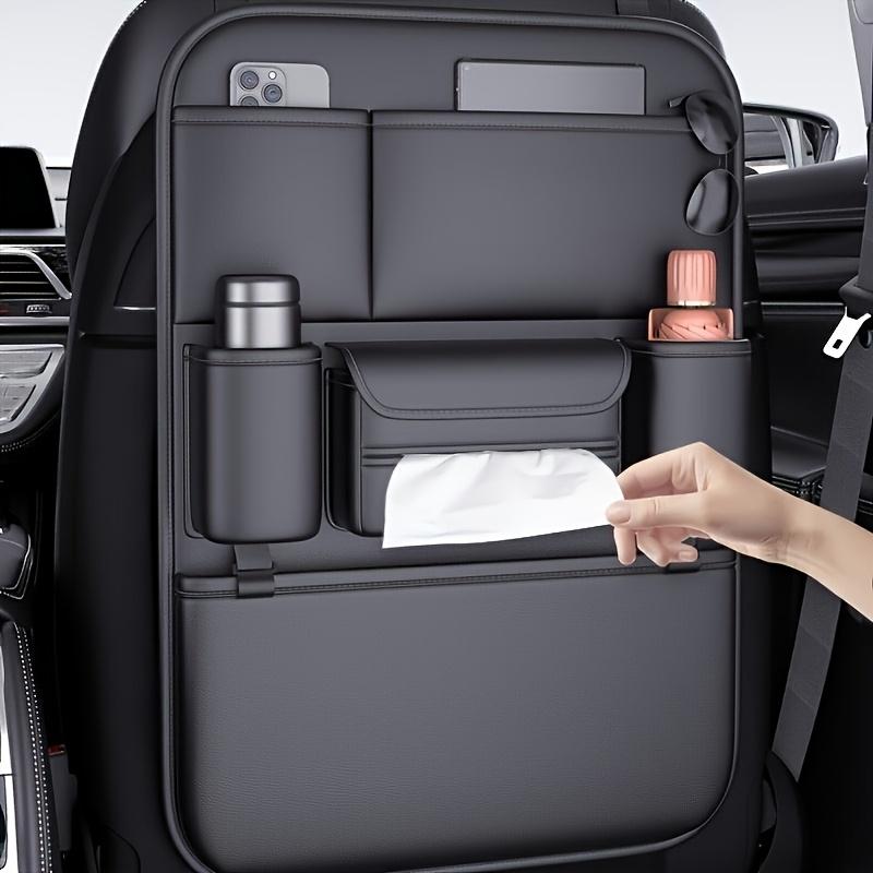 

Car Seat Back Organizer Leatherette Back Seat Storage Bag Organizer Multi Pockets AntiKick Mats Car Acceccessories, Backseat Organizer, Compact Design No Tabletop