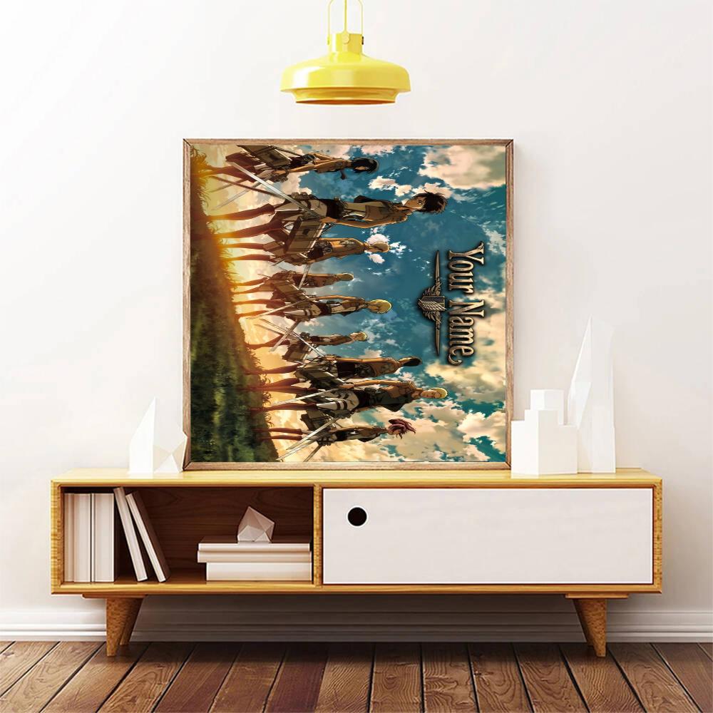 Attack Titan Personalized Text Diamond Painting Round Diamond Mosaic Rhinestones Diamond Embroidery Craft Kit Wall Decor Without Frame