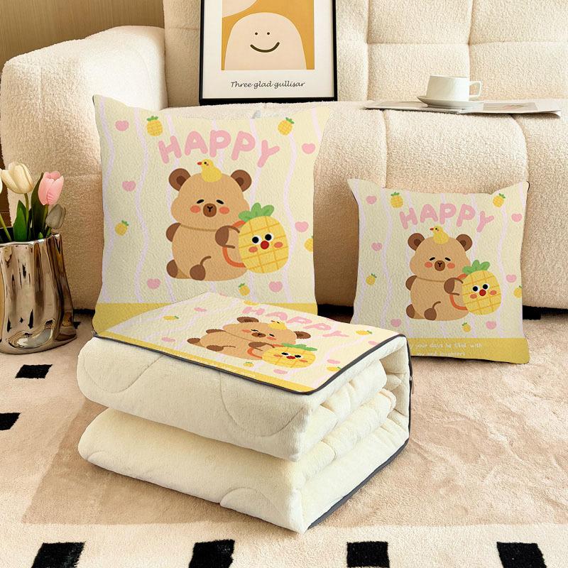 Thickened milk fleece throw pillow quilt dual-purpose two-in-one office nap pillow car cushion quilt