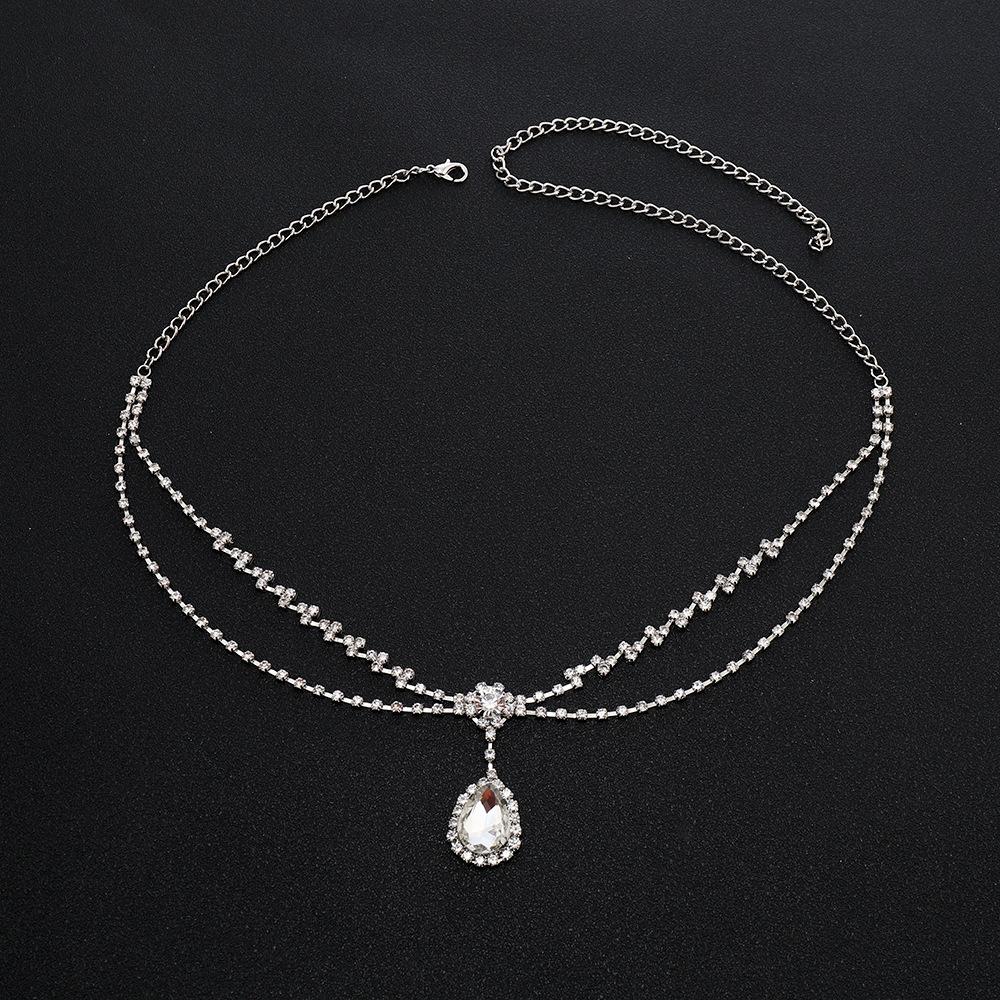 Accesorios para el cabello de moda, cadena para el cabello con diamantes de imitación versátiles y creativa con fotografía callejera personalizada, cadena para la frente con temperamento lleno de diamantes