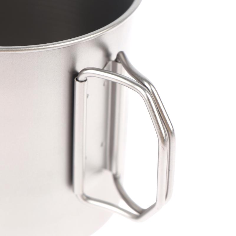 Titanium Steel Coffee Mug Cup With Foldable Handle Outdoor Camping Water Mug Tableware For Hot And Cold Beverages