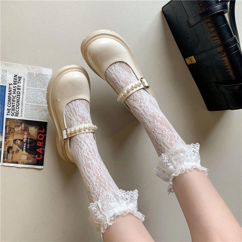 Retro Small Leather Shoes Women's Spring New Pearl Fairy One-word with Platform Mary Jane Single Shoes
