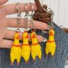Mini Rubber Squeeze Screaming Chicken Toy Pendant Keychain Yellow Shrilling Chicken Voice Keyring Creative Gift for Kids Friends