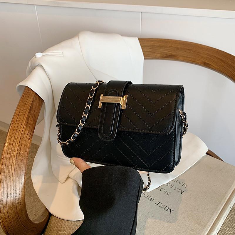 Chic Black Pu Leather Crossbody Bag For Women Stylish Versatile Small Square Handbag