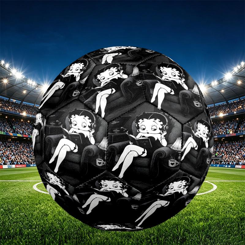 Betty Boop Print Size 5 Soccer Ball, PU Wear Resistant Football for Match Training and Daily Practice, Birthday Gift for Soccer Fans