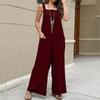 Tooxika New Style Casual Loose Sleeveless Jumpsuit For Women Solid Color Cotton And Linen Suspenders Wide Leg Pants