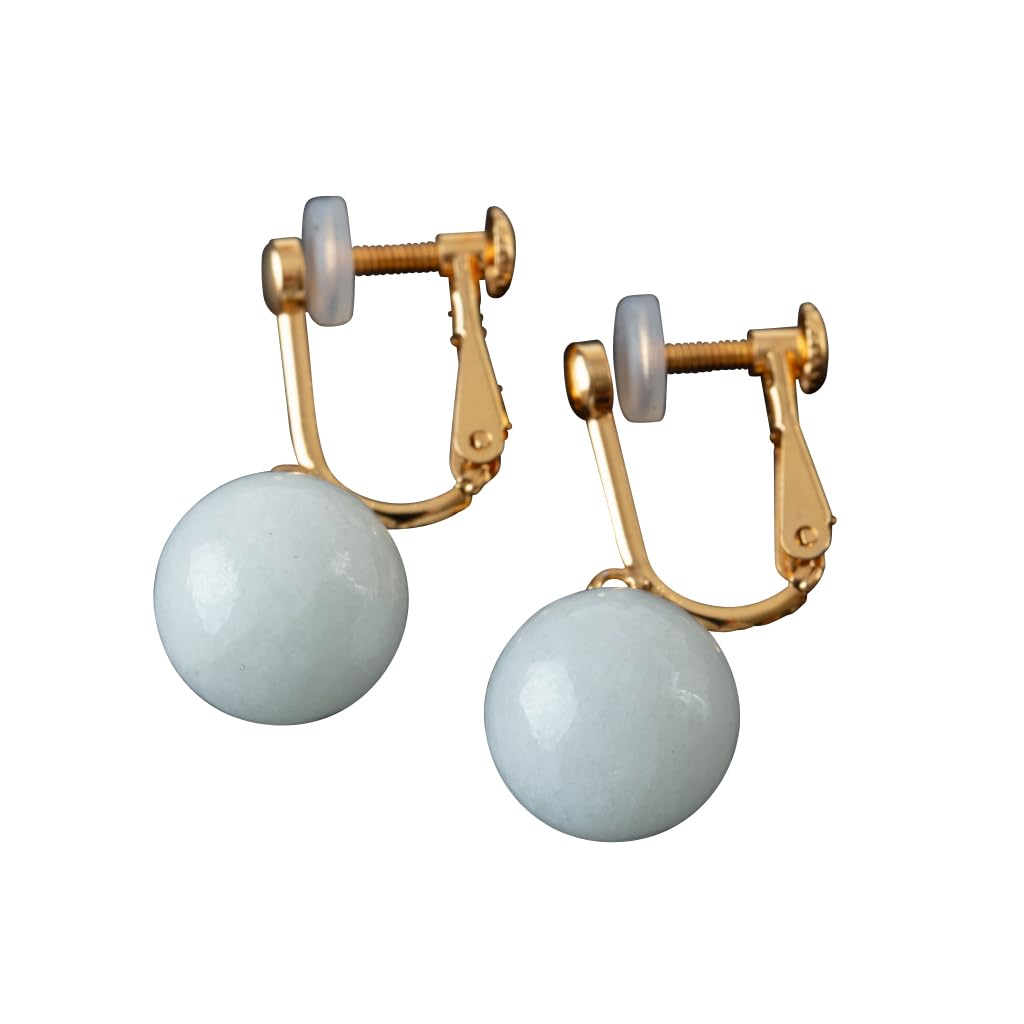 10mm Itoigawa Natural Jadeite Bead Earrings Spring with Silicone Jadeite Workshop Guarantee Japanese National Jomon Power Stone APS0130 (Screw Cover)