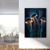 Moderne Neonposter mit Quallen, Meerestieren, Leinwand, Malerei, Wandkunst-Gemälde, Druck für das Wohnzimmer, Heimdekoration