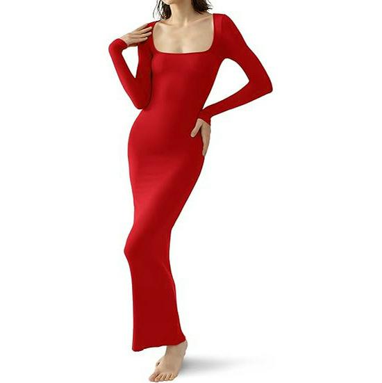 European & American Women's Ribbed Slimming Long Dress - Spring/Summer 2024 Collection