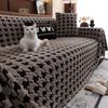 Thousand Bird Grid Plush Sofa Cover Thickened Warm Non-slip Couch Cushion Soft Plush Furniture Protector Pad Home Decoration