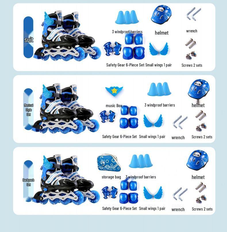 Kids' Inline & Ice Skates Set for Ages 3-15 - Beginner Rollerblades for Boys & Girls
