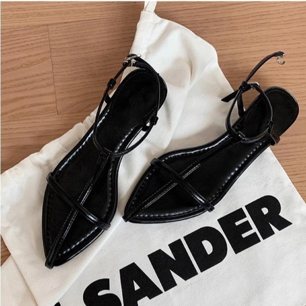 Designer Sandals Women Genuine Leather Wedge Heel Sandals Buckle Strap High Heels Pointed Toe Fashion Open Toe Womens Shoes