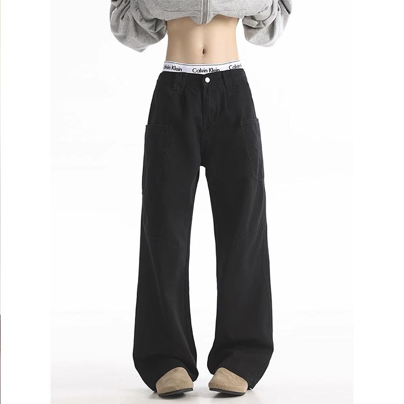 

American retro lumberjack jeans men s autumn trendy brand design sense loose casual cleanfit straight pants 3XL чорний