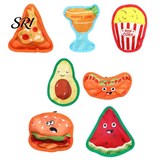 Pet Toy For Aggressive Chewers Interactive Toys Thickened Oxford Cloth Bite Resistant Squeaky Dog Chew Cute Food Shaped with Sound Shapes Burger Pizza