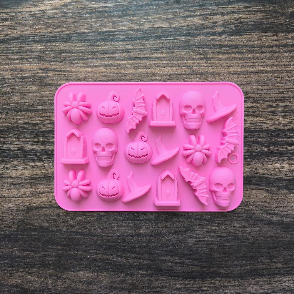 

1/3 шт. 18 полостей Хэллоуин силиконовые формы призрак тыква летучая мышь череп ведьма шляпа для Хэллоуина шоколадные конфеты форма для выпечки