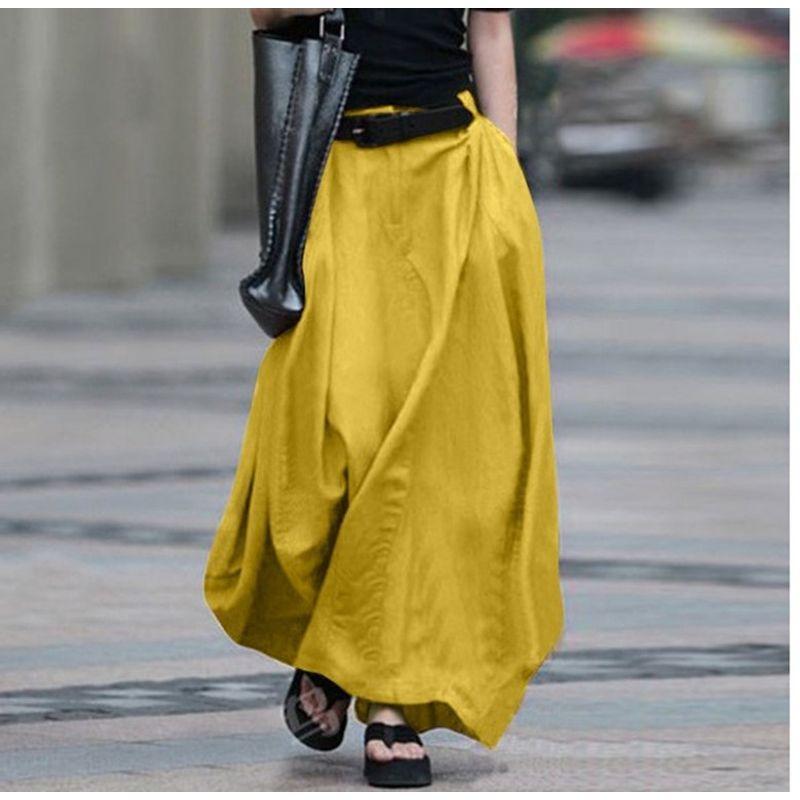 Autumn Casual Long Skirt Women's plus Size A- line Skirt High Waist Slimming Dancing Long Swing Skirt