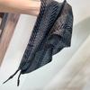 Triangular Scarf Belt Sash with Black and White Geometric Stripe Pattern, Direct-Knot Closure, Waistband Girdle for Flexible Waist Styling
