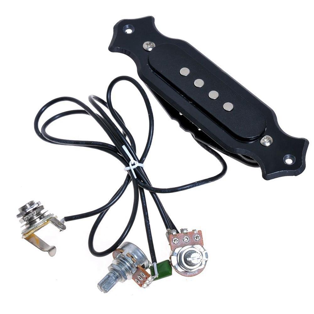 Pre-wired 4 string Single Coil Soundhole Pickup Harness with Volume &Tone Pots for Electric Guitar