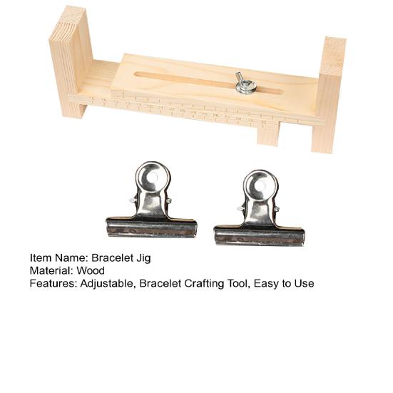 Drewniany Jig do Bransoletek ze Skalą Regulowana Długość Zestaw do Robienia Bransoletek Narzędzie do Ręcznego Dziania DIY Jig do Plecenia Bransoletek z 2 Klipsami do Pasków Sznurków