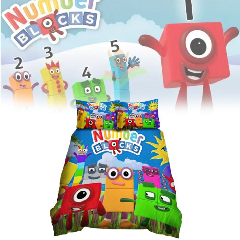 Numberblocks Digital Blocks Bedding Set With Active Dye Printing For Modern Bedroom Decor