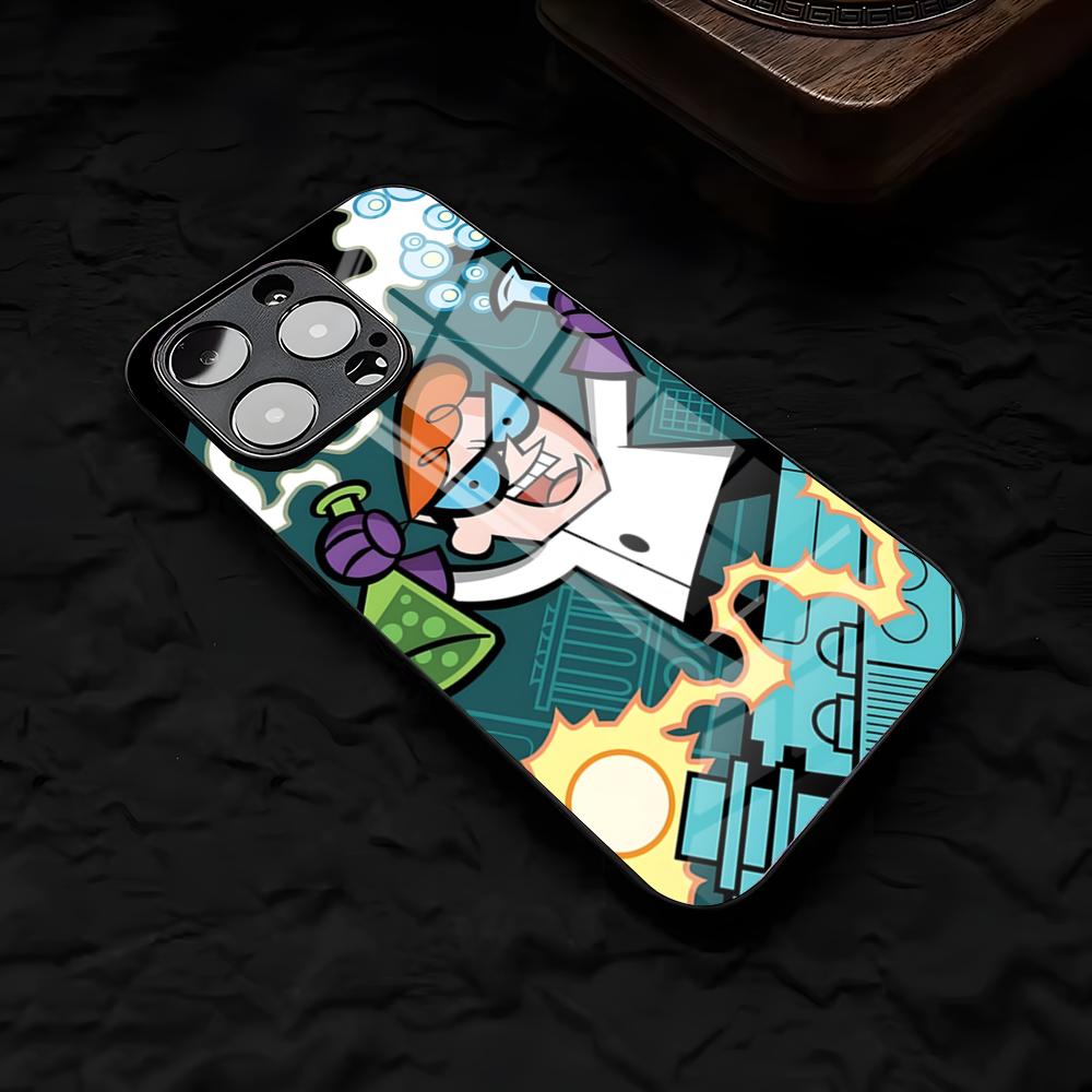 Cartoon D-Dexters L-Laboratory Phone Case For IPhone 17 Air 16 E Pro Max 15 14 13 Mini 12 Pro 11 Max Plus Black Glass Cover