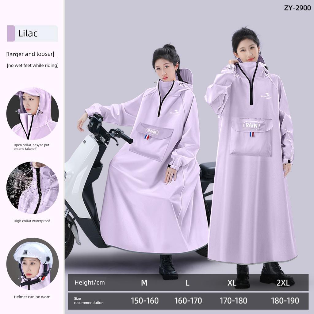 Long Raincoat for Electric Scooter, Full-Body Storm-Proof, Adult Outerwear, Single-Person Women's Style, Separate Rider and Vehicle Use, Specialized