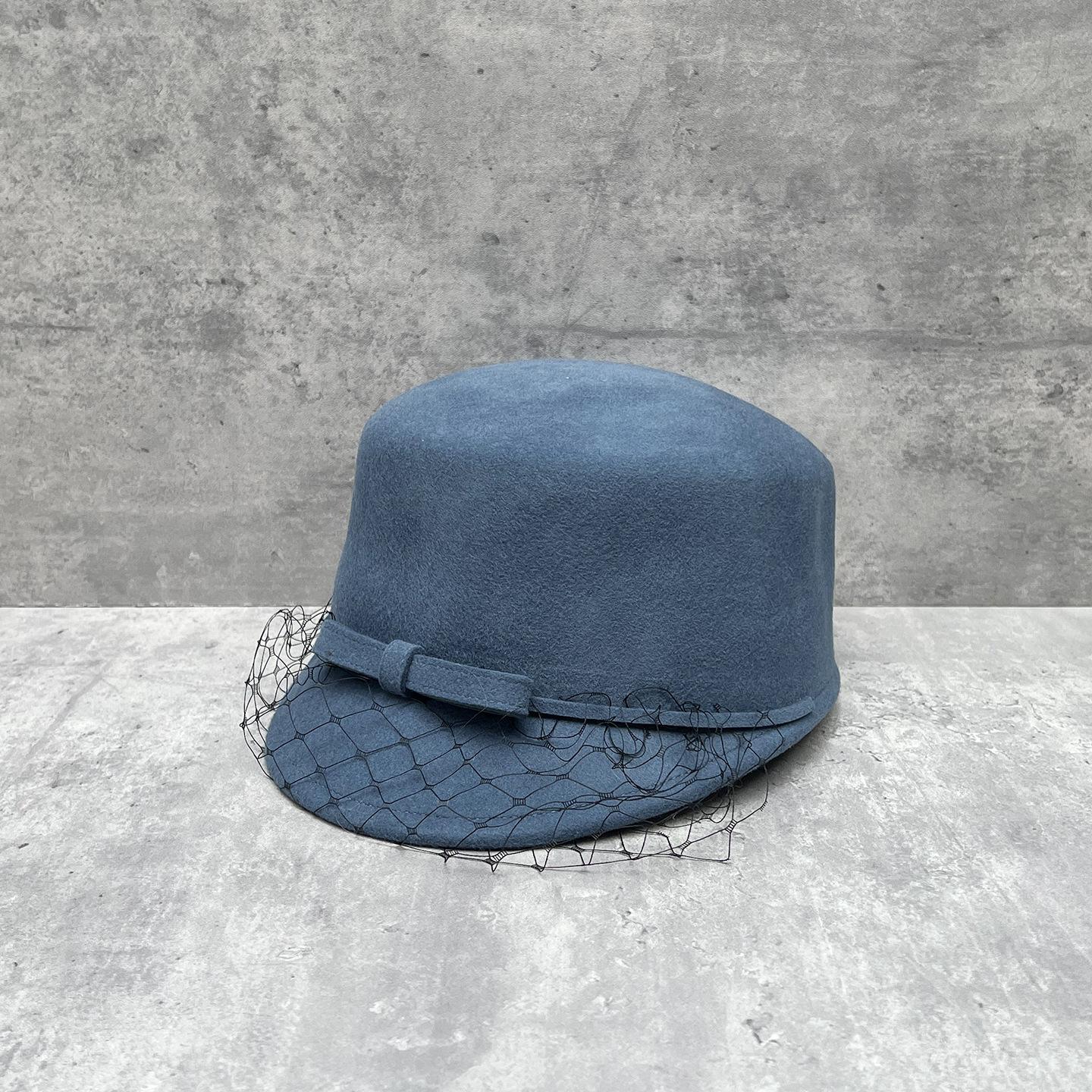 

French Xiaoxiang Style Mesh Top Hat Women S Autumn And Winter Fashion Wool Felt Hat British Retro Versatile Short-Brimmed Knight Hat M（56-58cm）