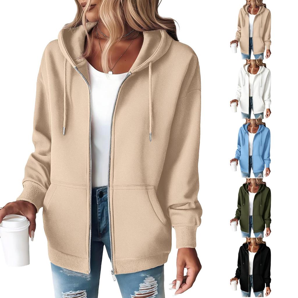 Damen-Hoodie mit halbem Reißverschluss, Kordelzugkapuze und Tasche für legere Alltagsmode