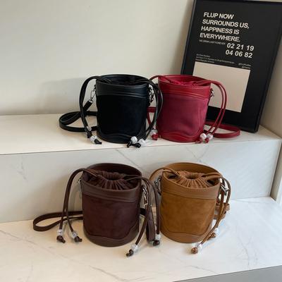 Textured Matte Bag Women's Spring Summer New Retro Shoulder Messenger Bag Fashion Casual Portable Bucket Bag