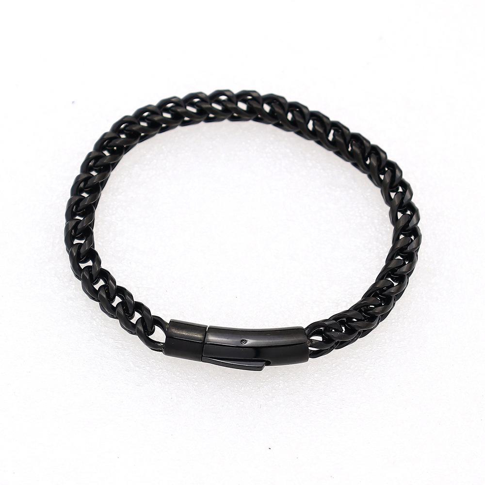 Hip Hop Titanium Steel Bracelet 6Mm Spring Snap Buckle Stainless Steel Front And Back Chain Personalized Men'S Bracelet