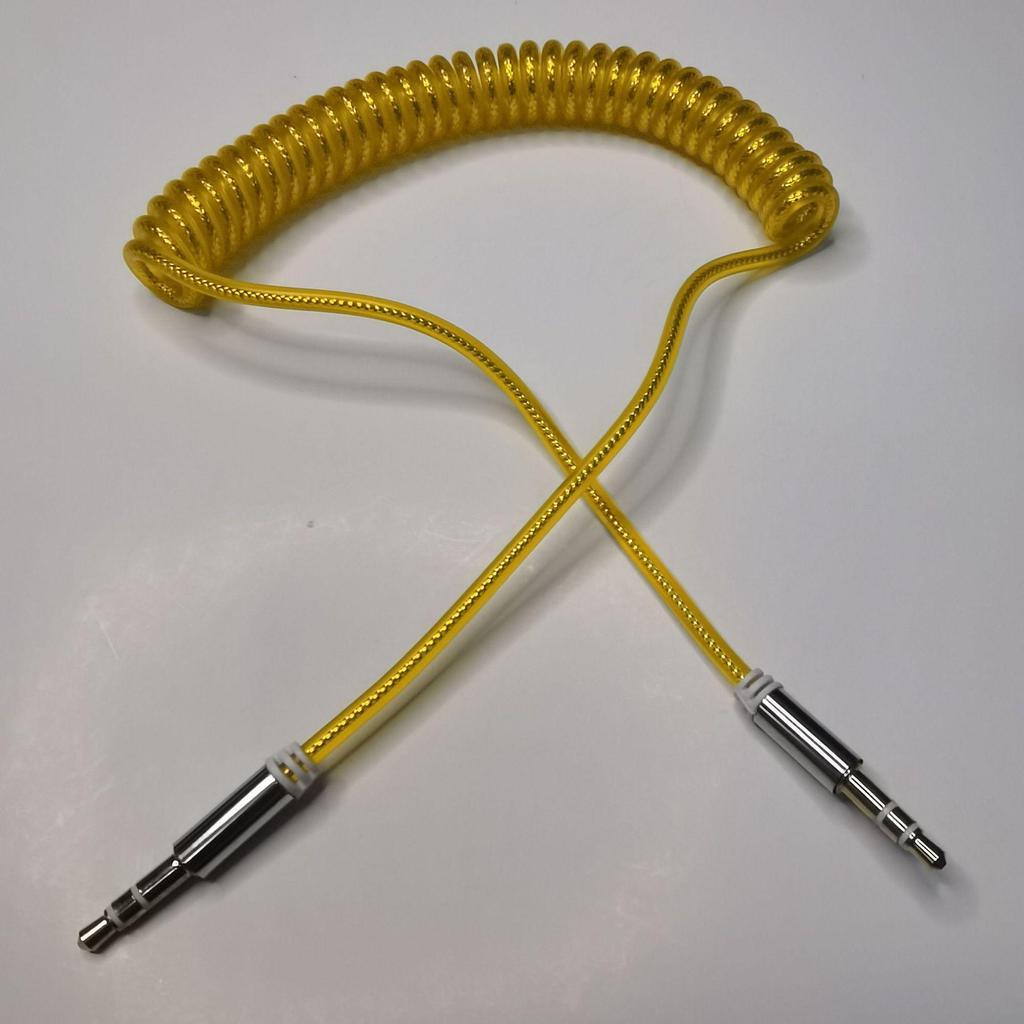 1.5m Spring AUX Audio Cable, 3.5mm Male-to-Male, Retractable Car Connection
