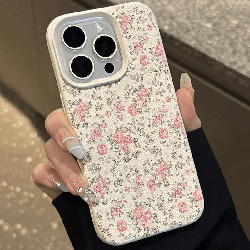 Vintage Floral Pattern Phone Case For iPhone 17 16 15 14 13 12 11 Pro Max XS X XR 16E 16 Plus 17 Air Shockproof Soft Lichi Cover