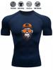 Men's Slim Fit Compression Shirt Quick Dry Breathable Gym Running Funny Animal Print Activewear