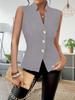 Sommer Neue Modische Lässige Drei-Knopf Einfarbig Slim Fit Ärmelloser Westenanzug