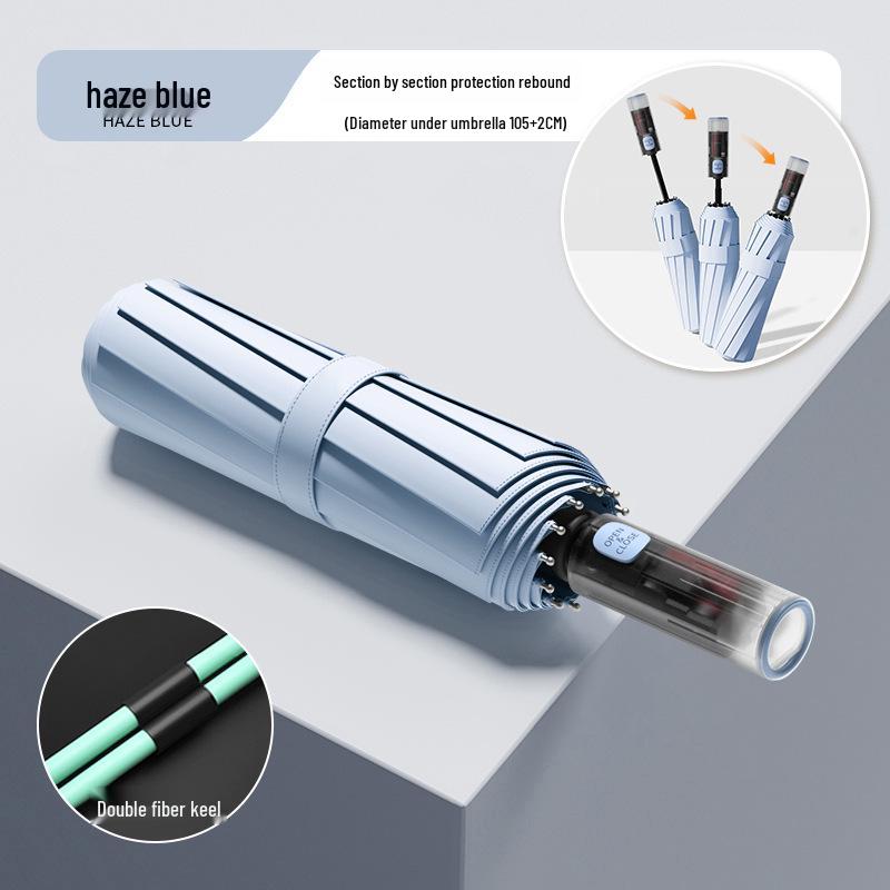 24-Bone Automatic Windproof Folding Umbrella for Men, Rain or Shine, with UV Sun Protection
