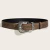 Spice Girl Brown Texture Niche Pin Buckle Belt Women'S Belt Print Pattern Belt Unisex